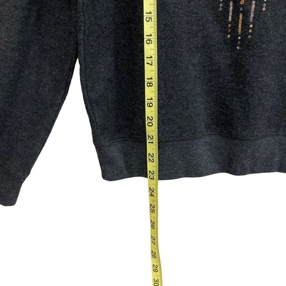 TruSelf Sweatshirt Top Charcoal Gray Sequin Gold Silver Copper Size Large - Picture 7 of 9